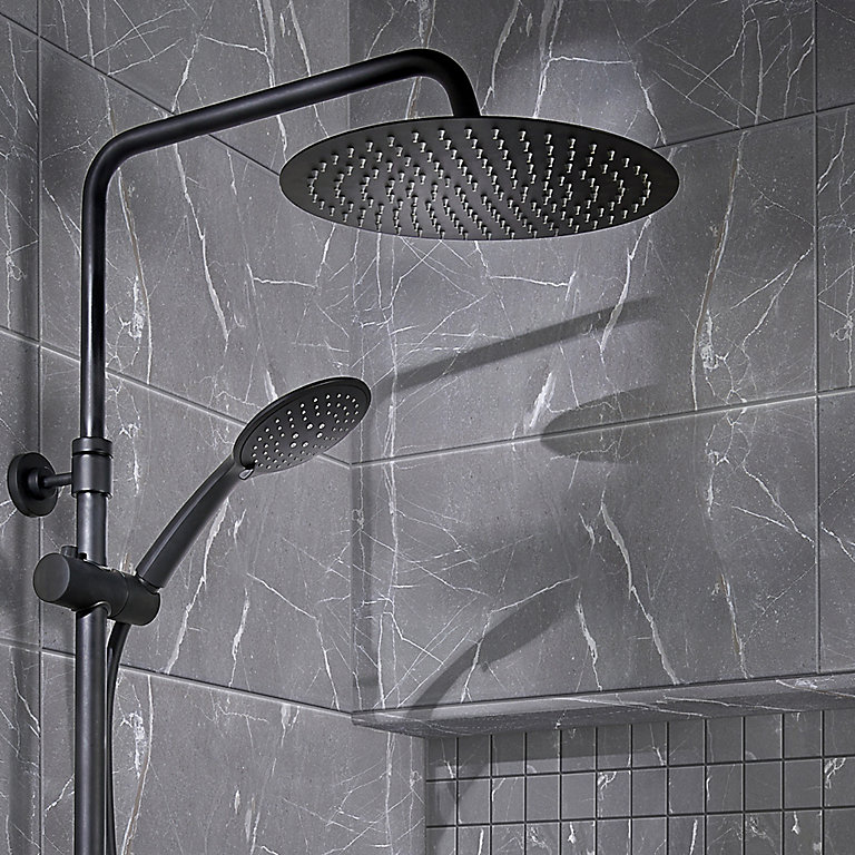 Elegance Grey Gloss Marble Effect, Dark Grey Marble Tiles Bathroom