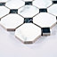 Elegance marble Black & white Gloss Marble effect Ceramic Mosaic tile, (L)313mm (W)313mm