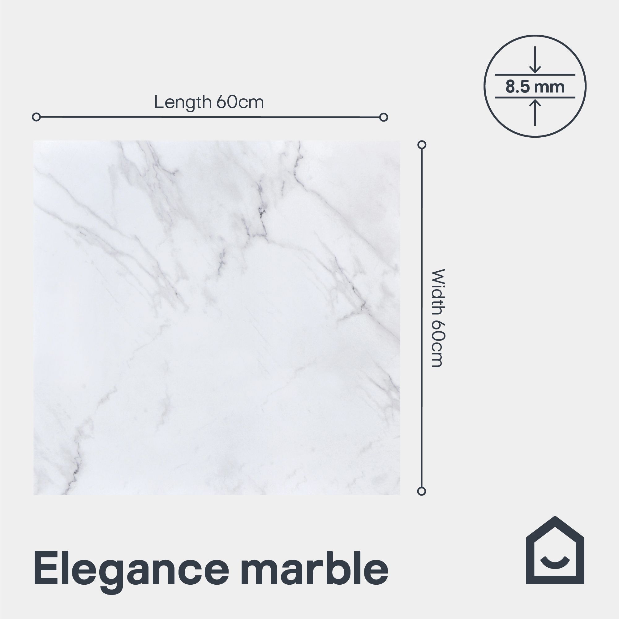 Elegance Marble White & grey Matt Marble effect Porcelain Indoor Wall & floor Tile, Pack of 3, (L)600mm (W)600mm