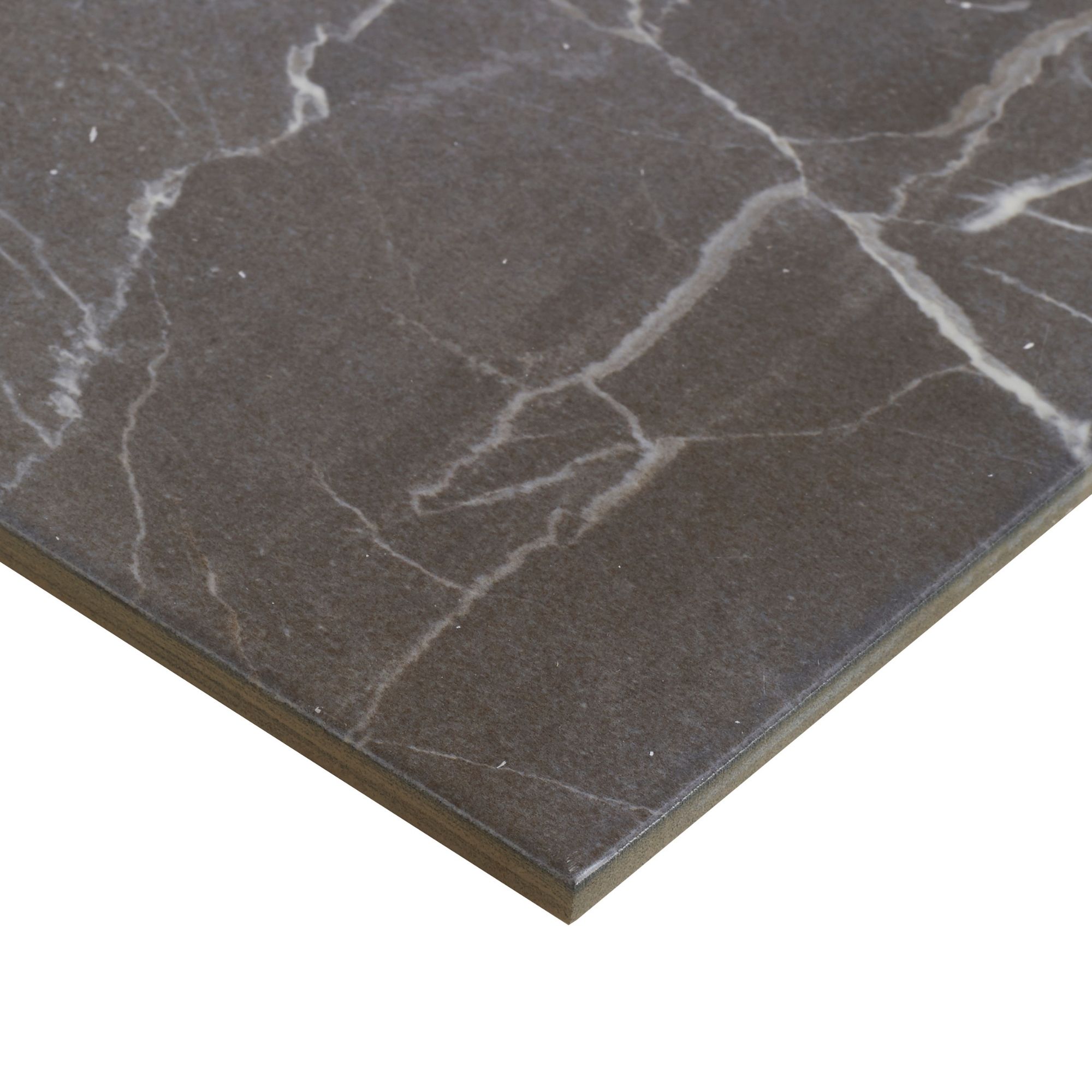 Elegance Silver Gloss Marble effect Ceramic Indoor Wall & floor Tile, Pack of 7, (L)600mm (W)300mm