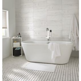 Elegance White 3D decor Marble effect Ceramic Indoor Tile, (L)600mm (W)200mm, 0.84m²