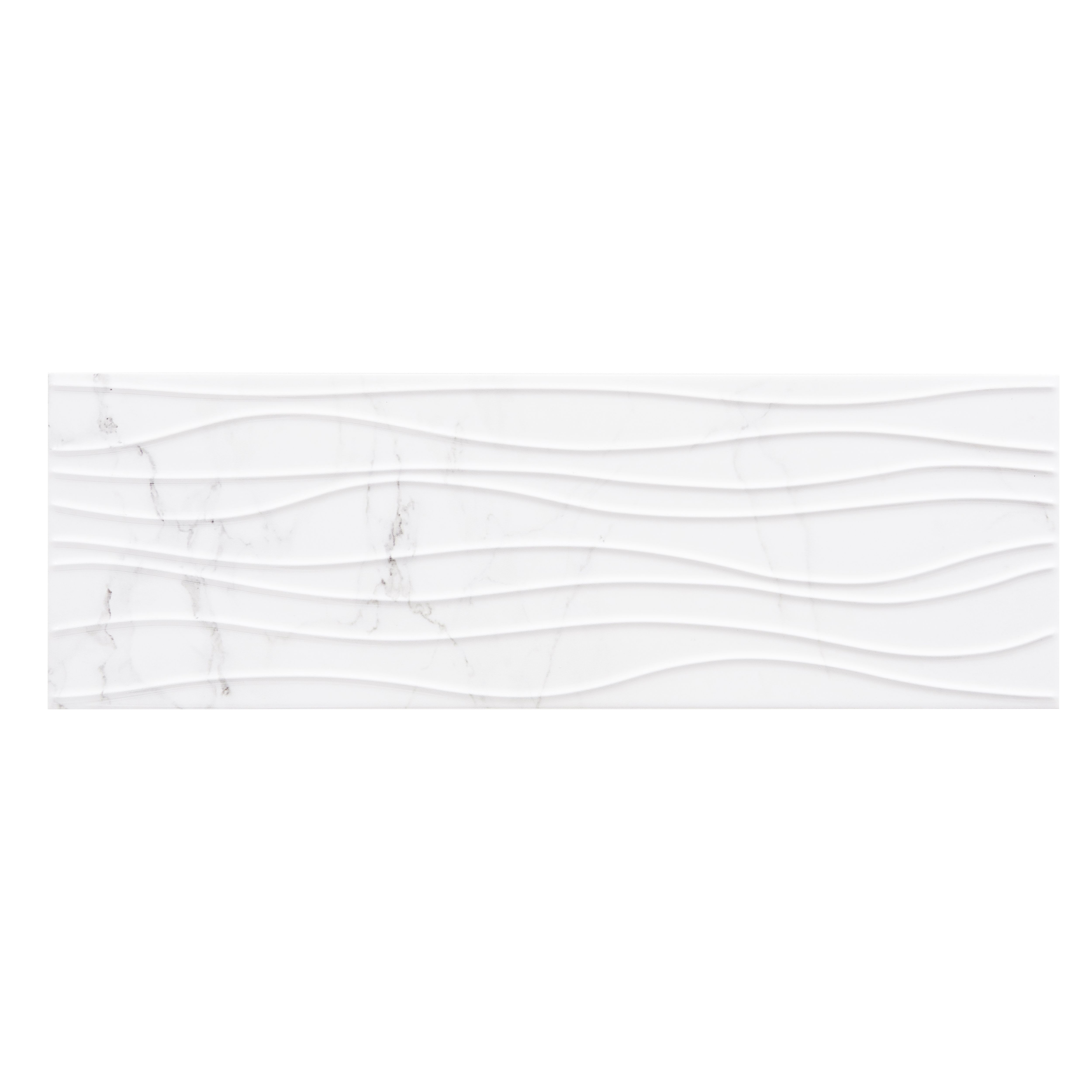 Elegance White 3D decor Marble effect Ceramic Indoor Tile, Pack of 7, (L)600mm (W)200mm