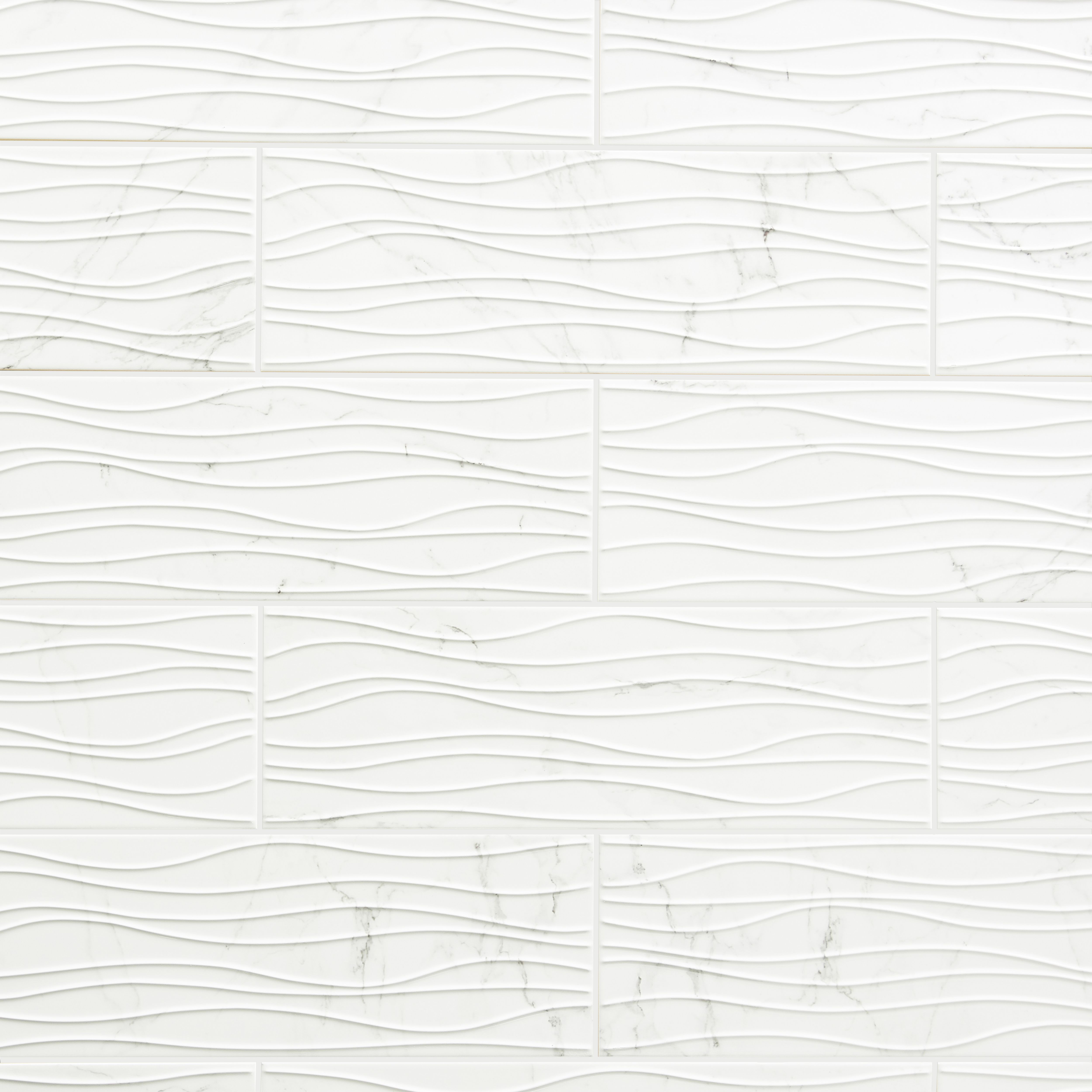 Elegance White 3D decor Marble effect Ceramic Indoor Tile, Pack of 7, (L)600mm (W)200mm