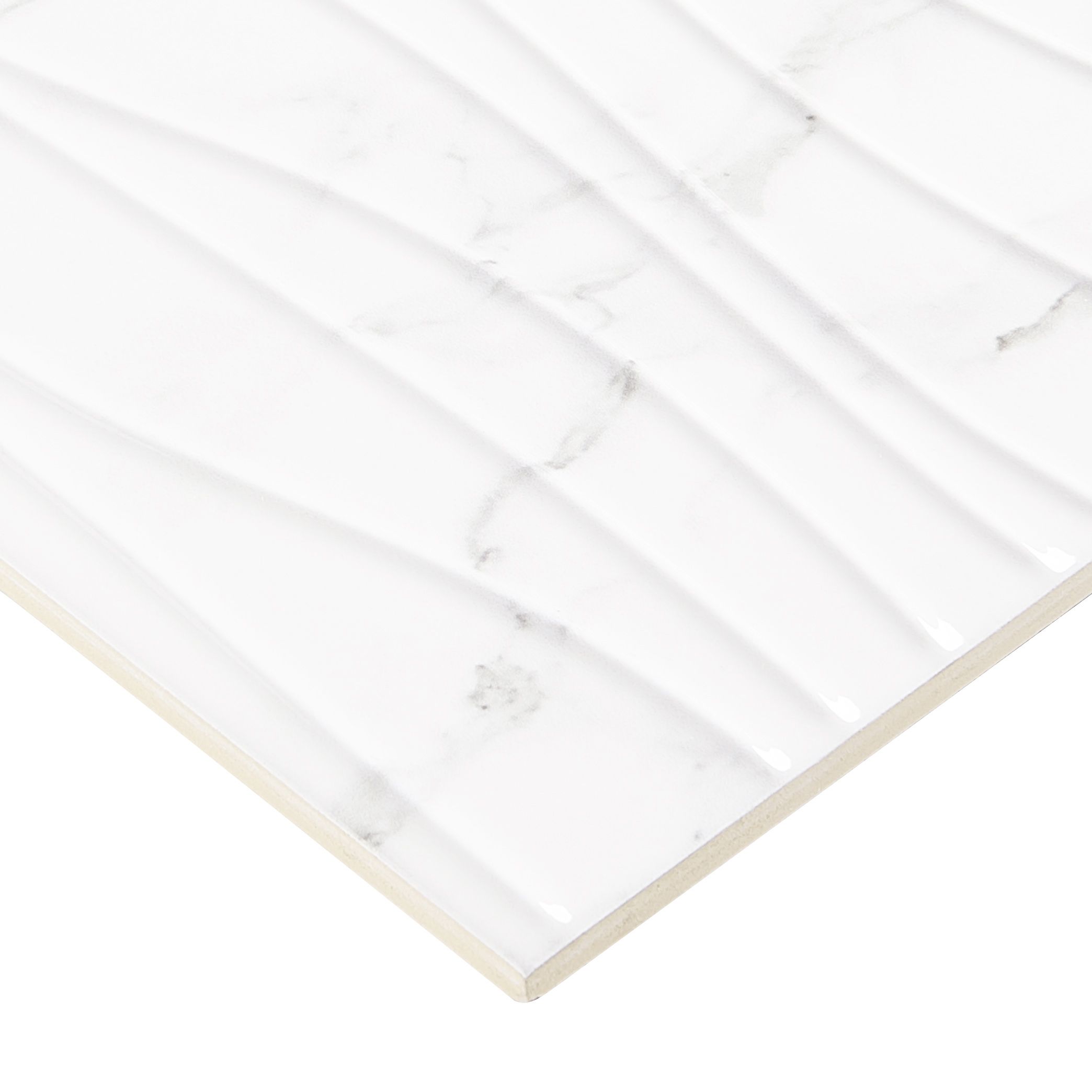 Elegance White Gloss 3D Decor Marble effect Ceramic Indoor Wall Tile Sample