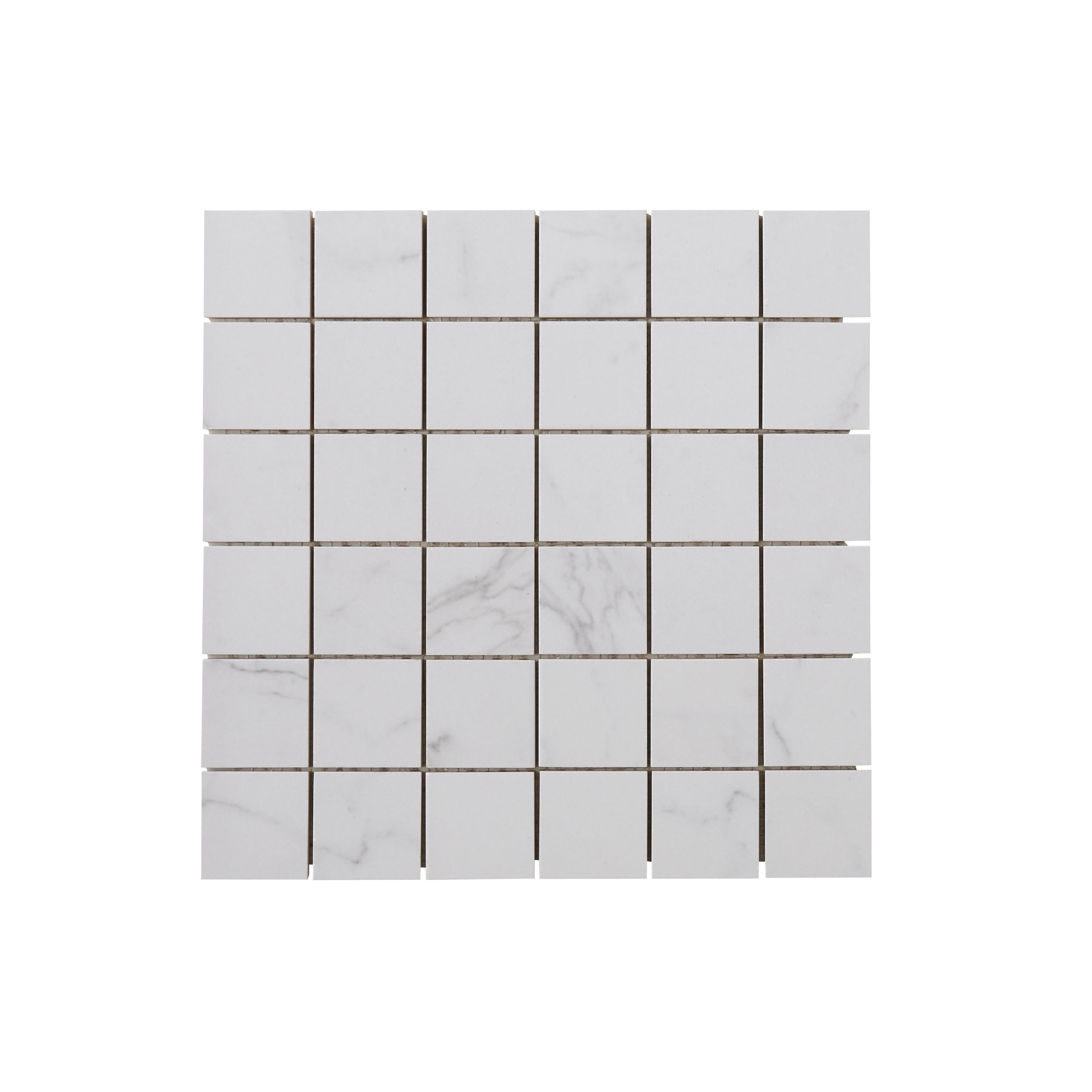 Elegance White Gloss Marble effect Ceramic Mosaic tile, (L)300mm (W)300mm