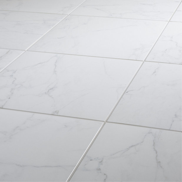 Elegance White Gloss Marble Effect, Non Slip Bathroom Floor Tiles B Q