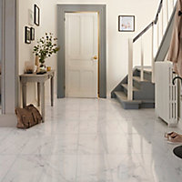 Elegance White Gloss Marble effect Ceramic Wall & floor Tile, Pack of 7, (L)600mm (W)300mm