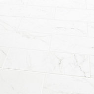 Elegance White Gloss Marble effect Ceramic Wall Tile, Pack of 7, (L)600mm (W)200mm