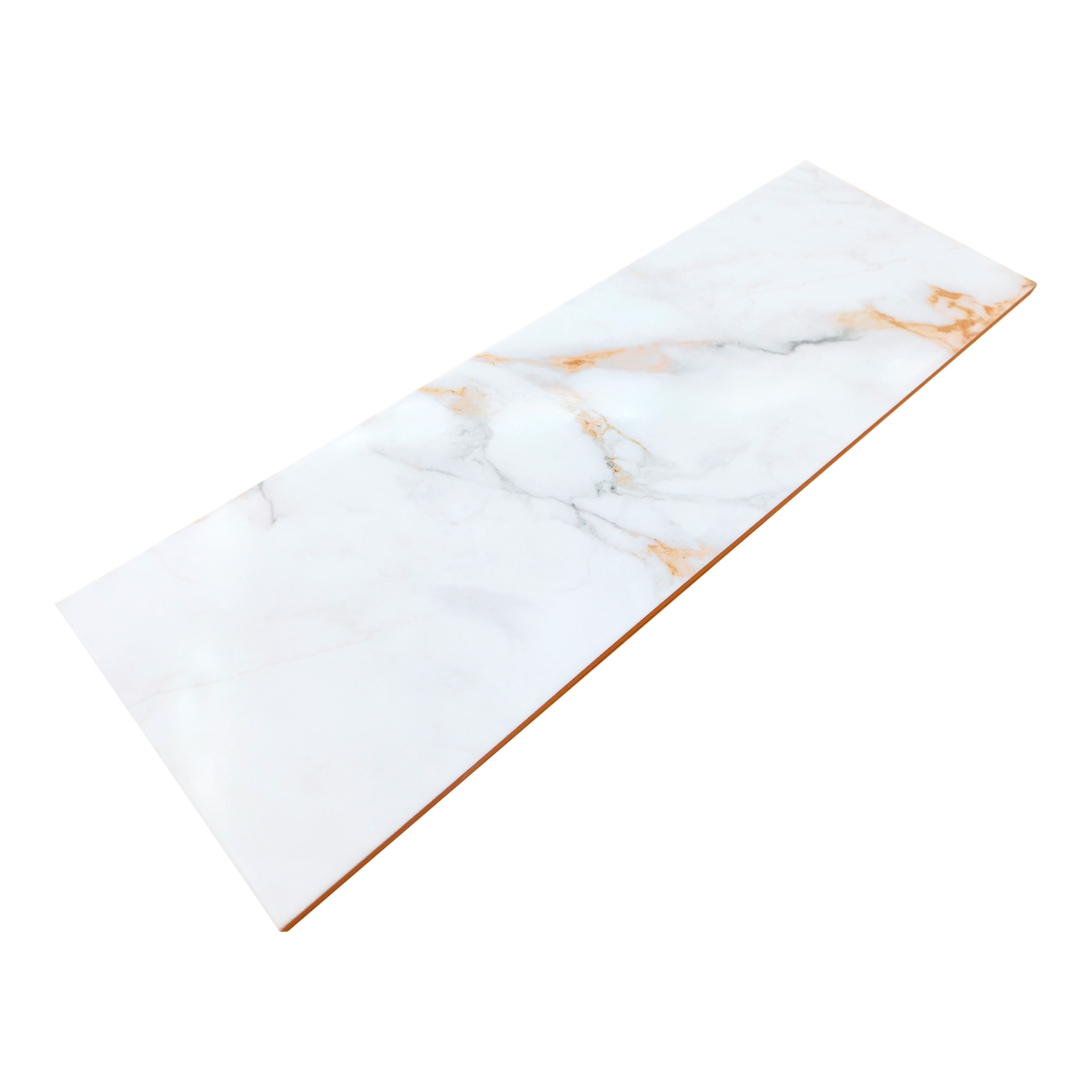 Elegance White & gold Gloss Marble effect Ceramic Indoor Wall Tile, Pack of 12, (L)600mm (W)200mm