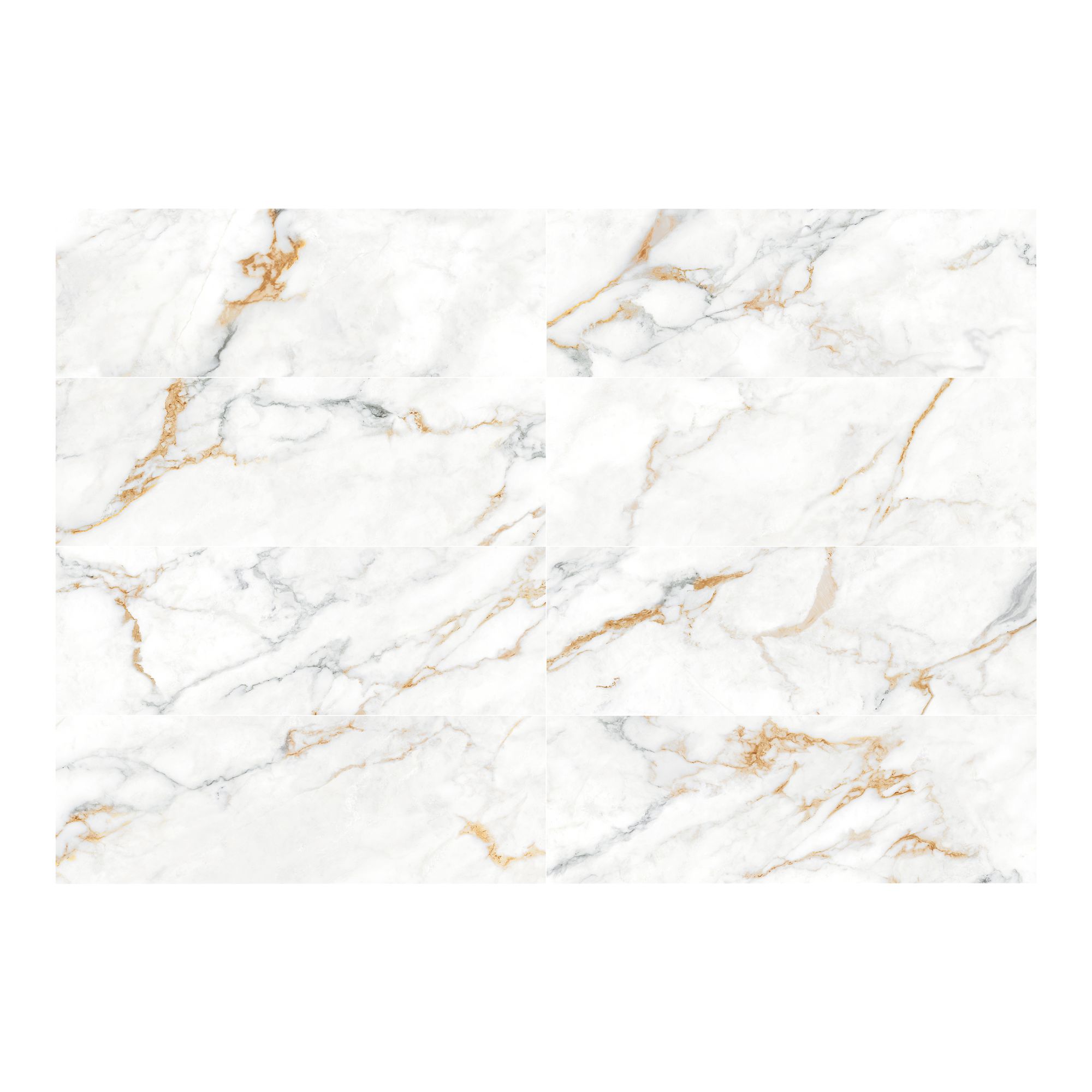 Elegance White & gold Gloss Marble effect Ceramic Indoor Wall Tile, Pack of 12, (L)600mm (W)200mm