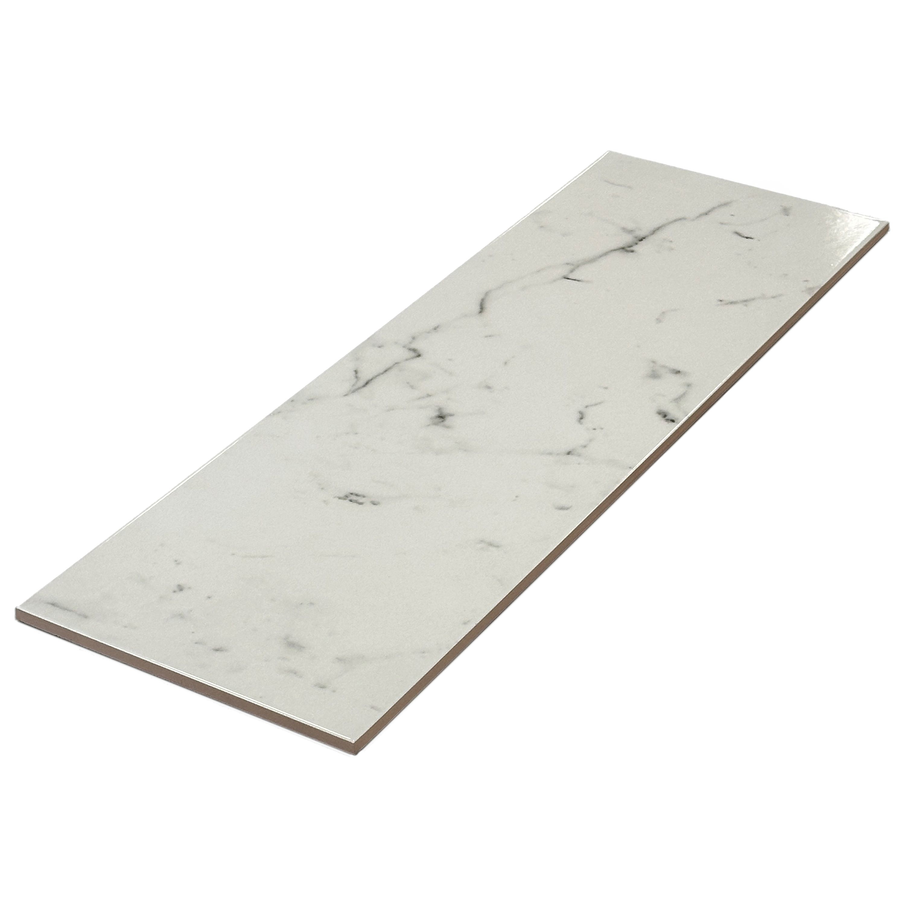 Elegance White Marble effect Ceramic Indoor Tile, Pack of 7, (L)600mm (W)200mm