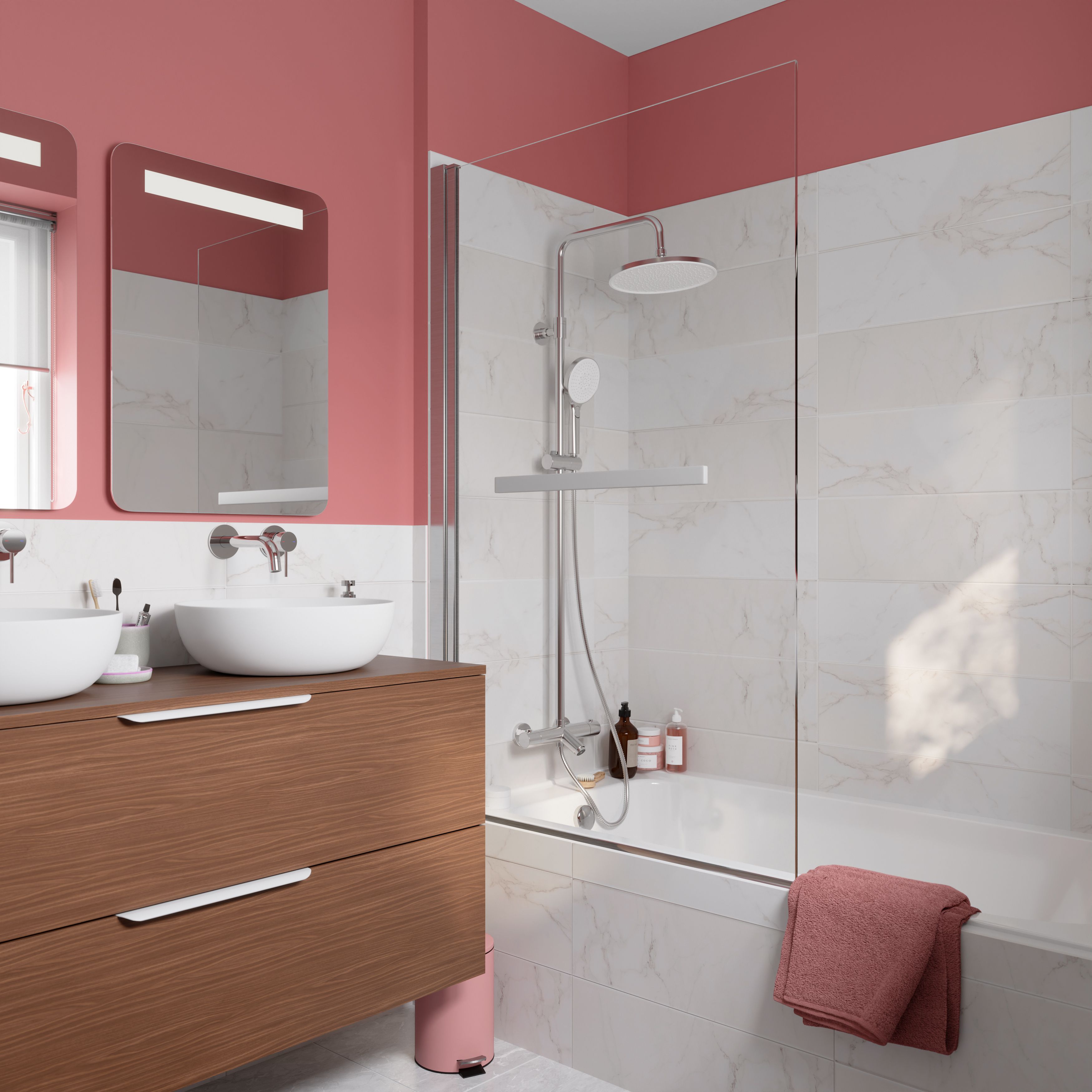 Elegance White Marble effect Ceramic Indoor Tile, Pack of 7, (L)600mm (W)200mm