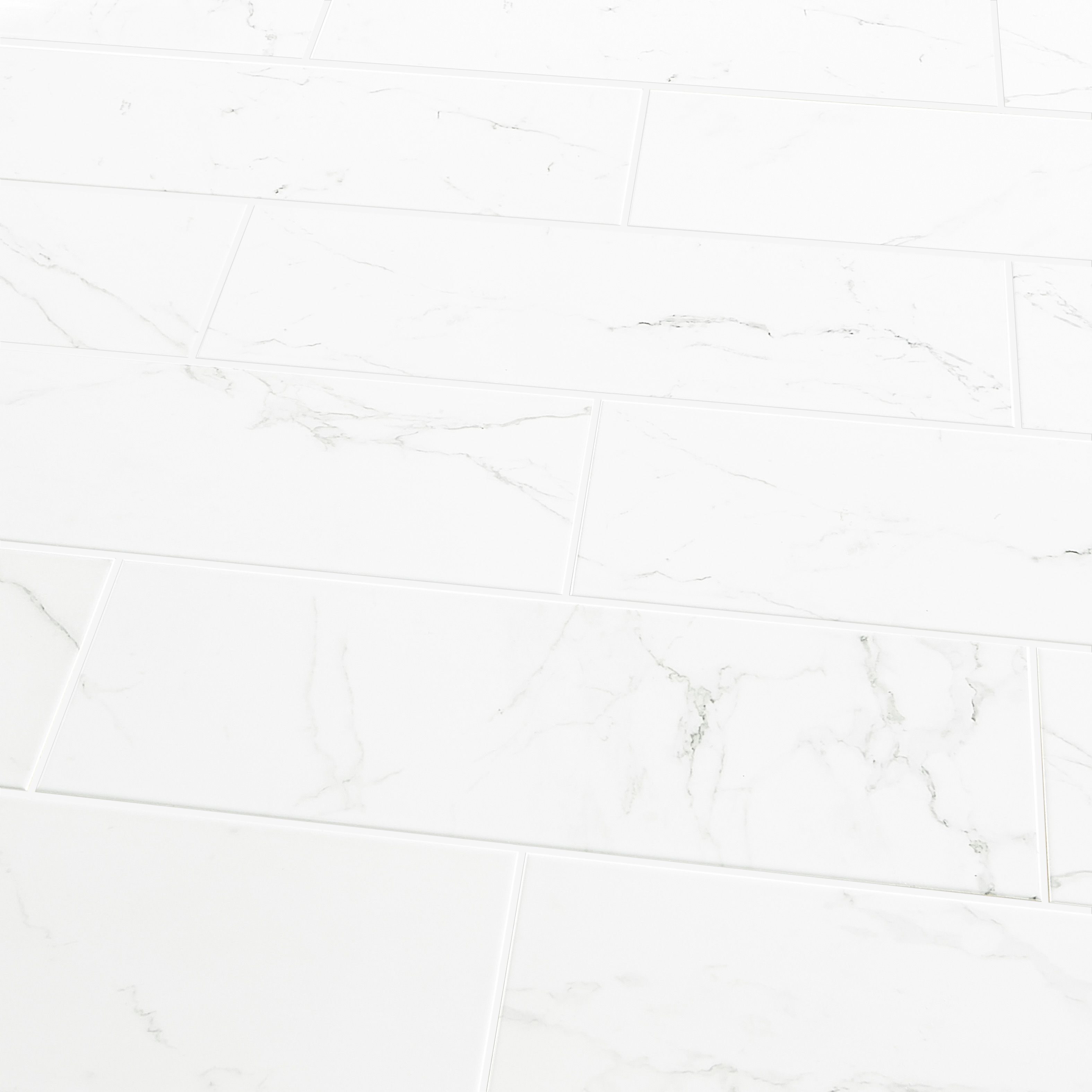 Elegance White Marble effect Ceramic Indoor Tile, Pack of 7, (L)600mm (W)200mm