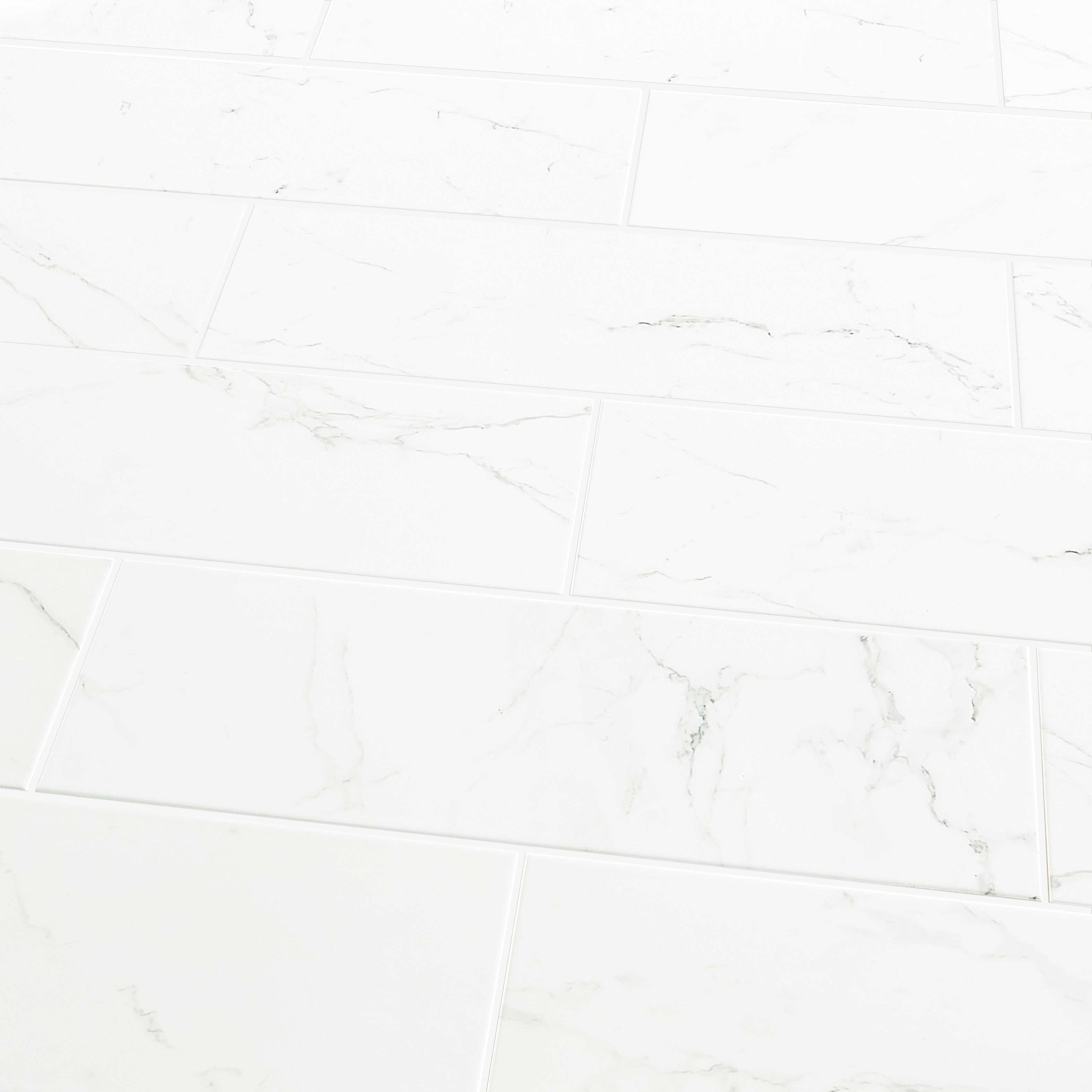 Elegance White Marble effect Ceramic Indoor Tile, Pack of 7, (L)600mm (W)200mm