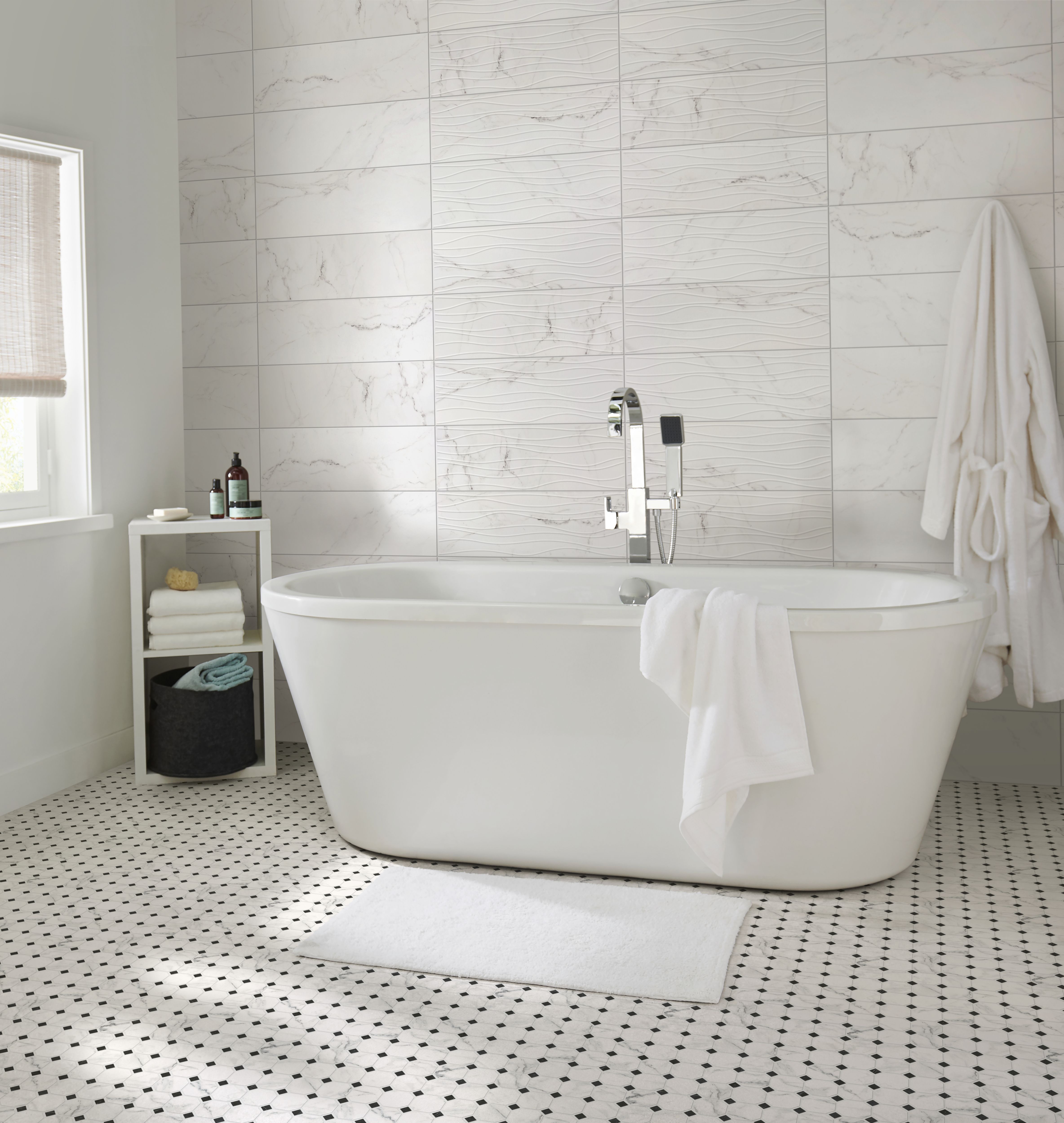 Elegance White Marble effect Ceramic Indoor Tile, Pack of 7, (L)600mm (W)200mm