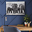 Elephant Grey & white Canvas art (H)50cm x (W)70cm