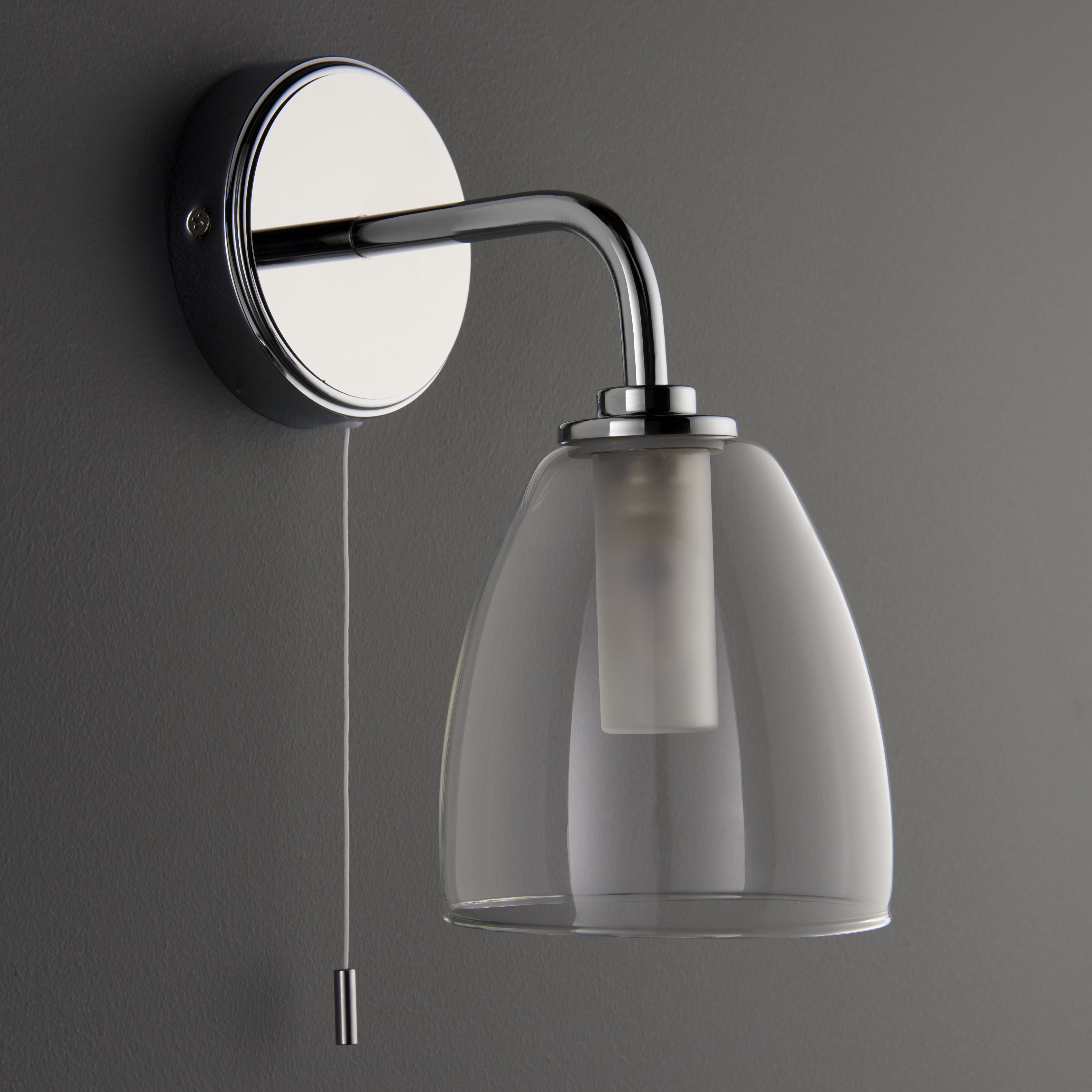 Elias Contemporary Chrome effect Bathroom LED Wall light DIY at B Q