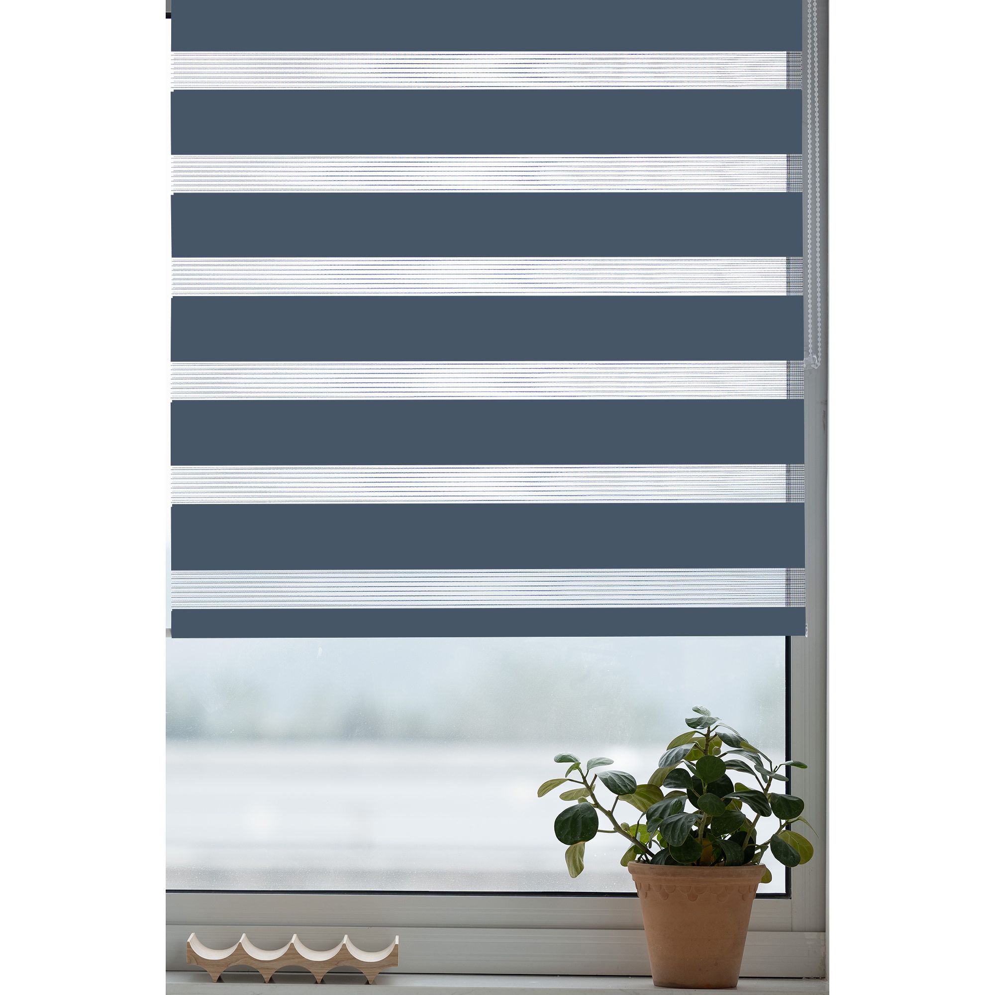 Elin Corded Dark blue Striped Day & night Roller Blind (W)180cm (L)180cm