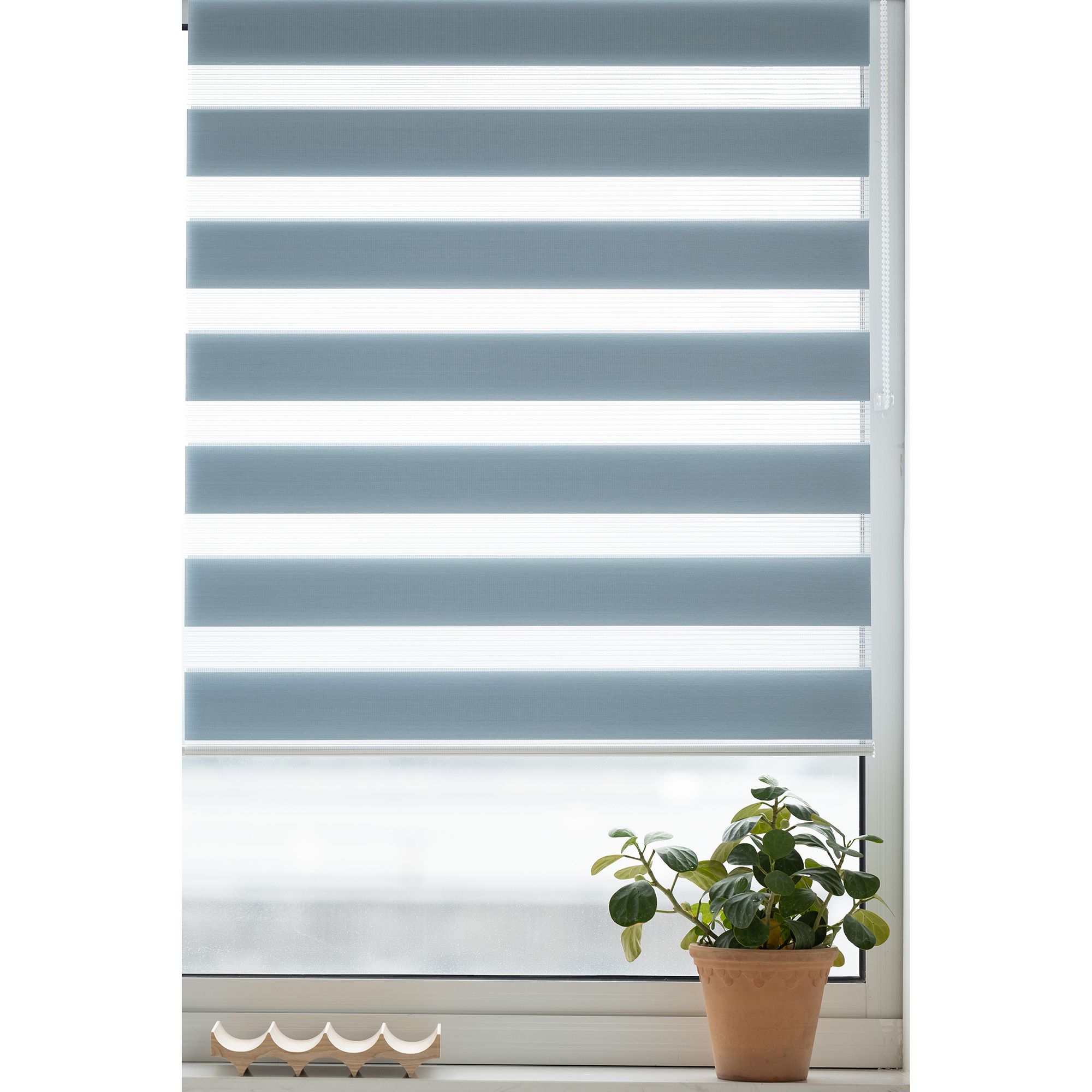 Elin Corded Light blue Striped Day & night Roller Blind (W)90cm (L)180cm