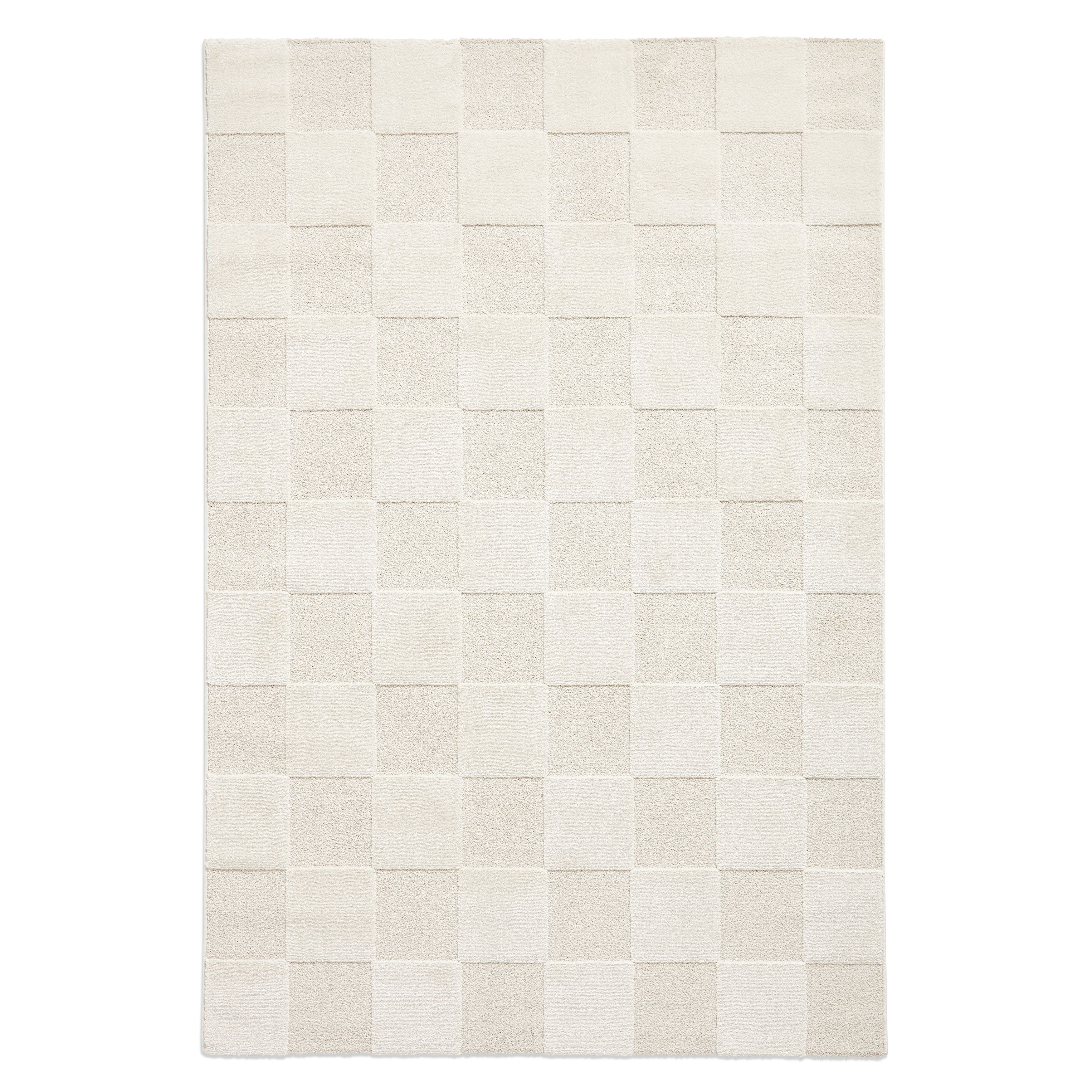 Elio Beige Checkerboard 3D effect Medium Rug, (L)170cm x (W)120cm