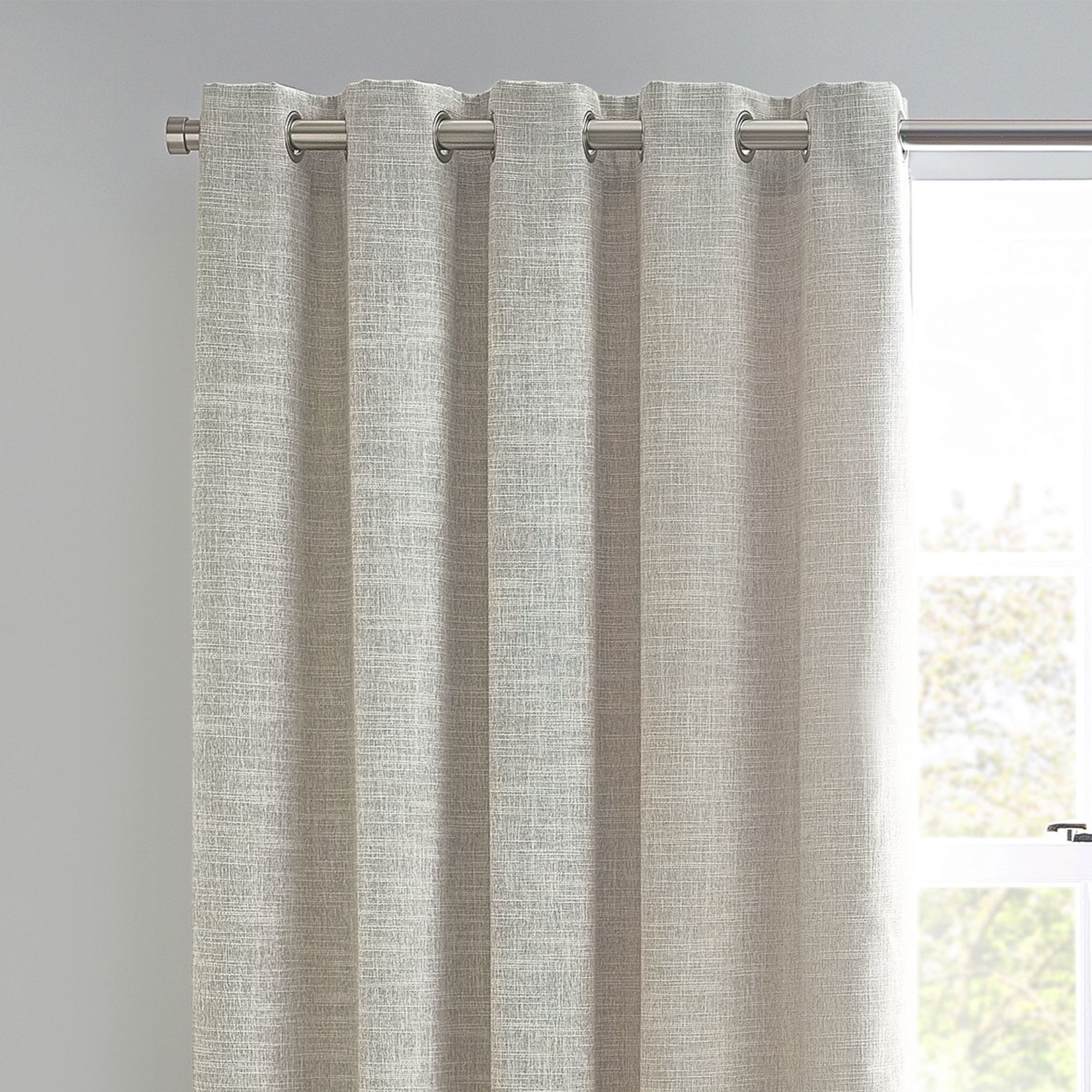 Elisa Ecru Slub Lined Eyelet Curtains (W)228cm (L)228cm, Pair