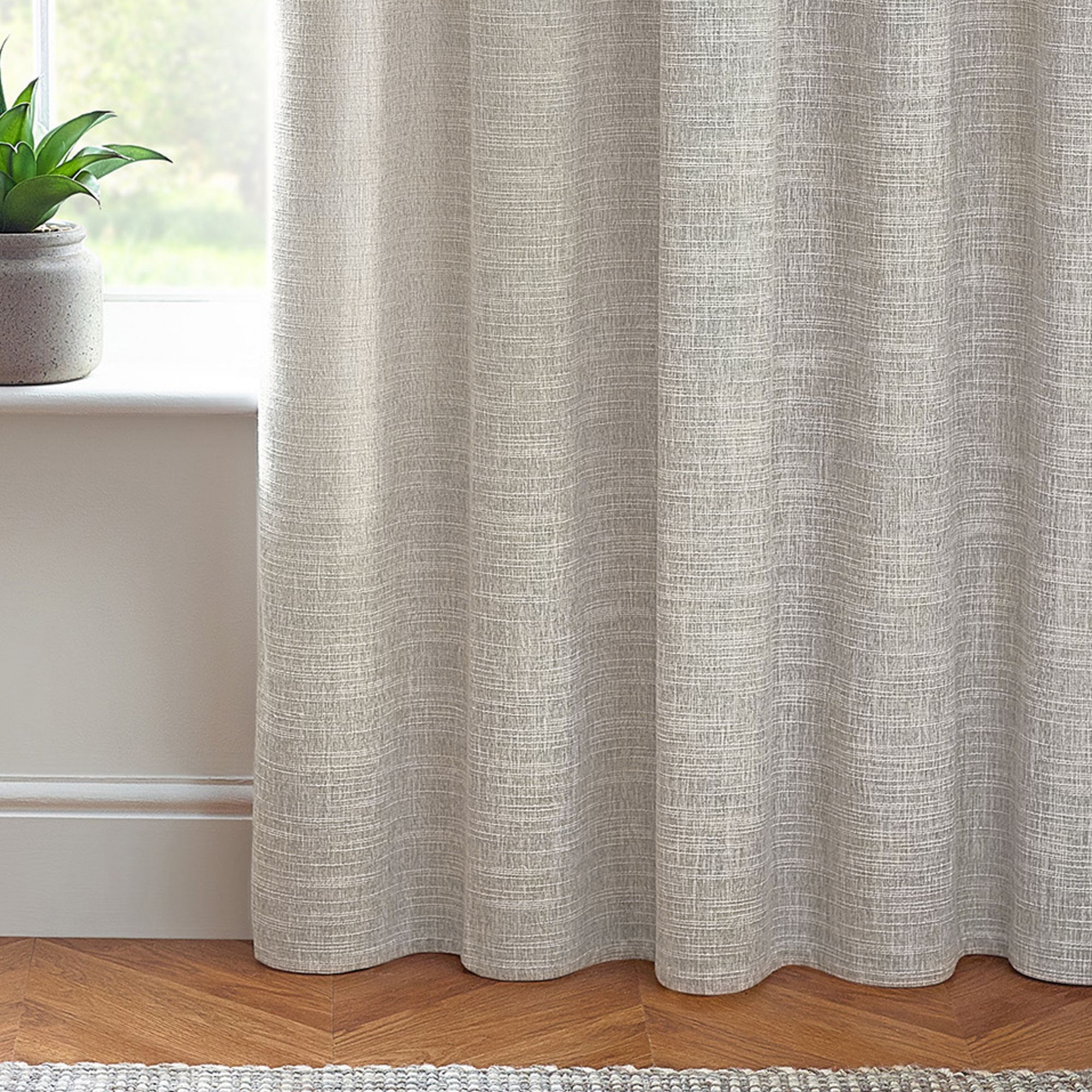 Elisa Ecru Slub Lined Eyelet Curtains (W)228cm (L)228cm, Pair
