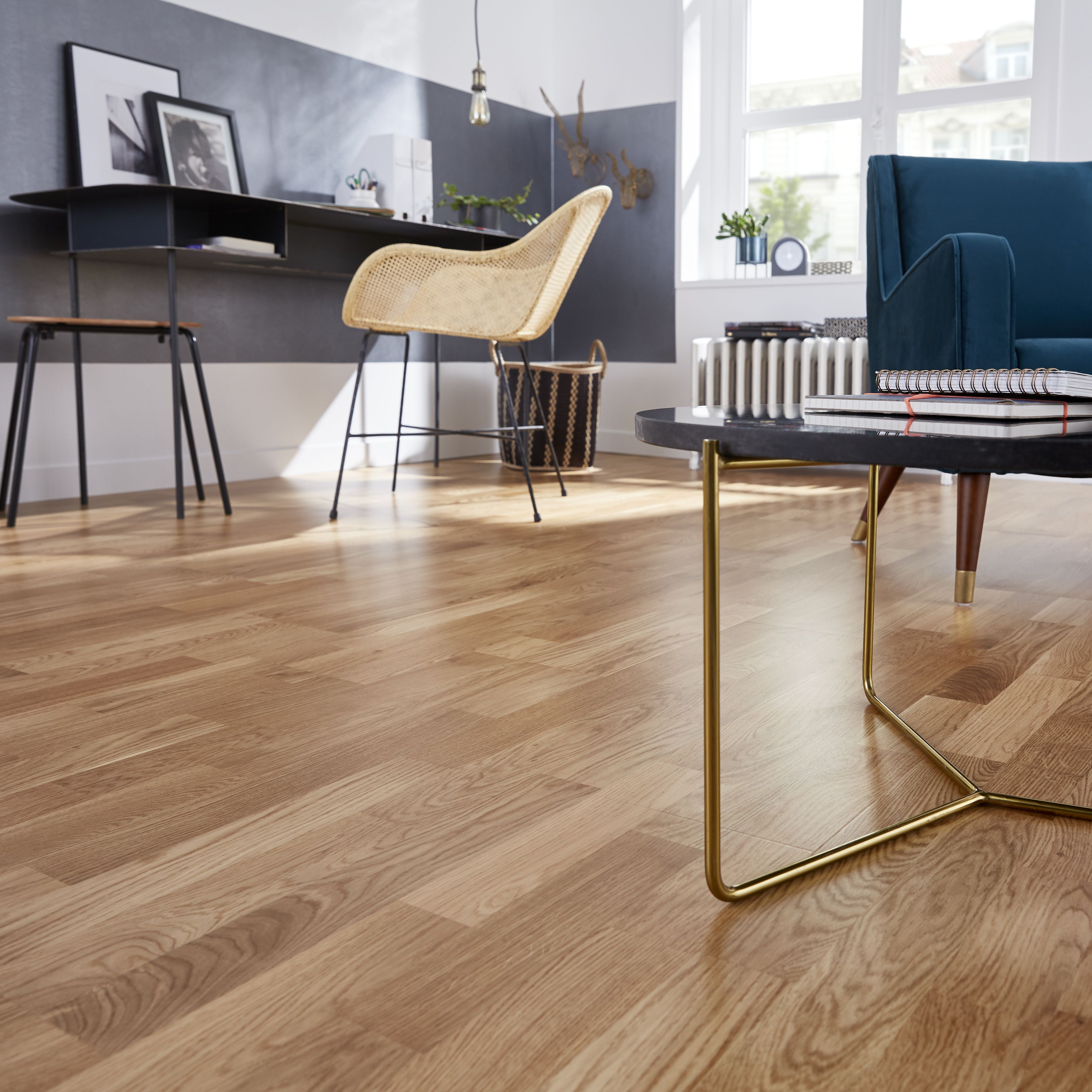 Elkins Natural Oak Engineered Real wood top layer flooring Sample - 5