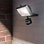 Elro Gloss Black Halogen PIR Outdoor Wall light 400W