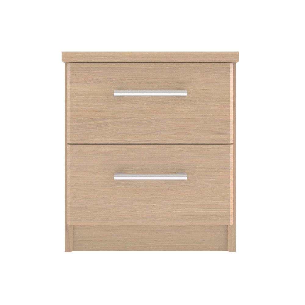 Elsey Matt oak effect 2 Drawer Bedside chest (H)444mm (W)386mm (D)375mm