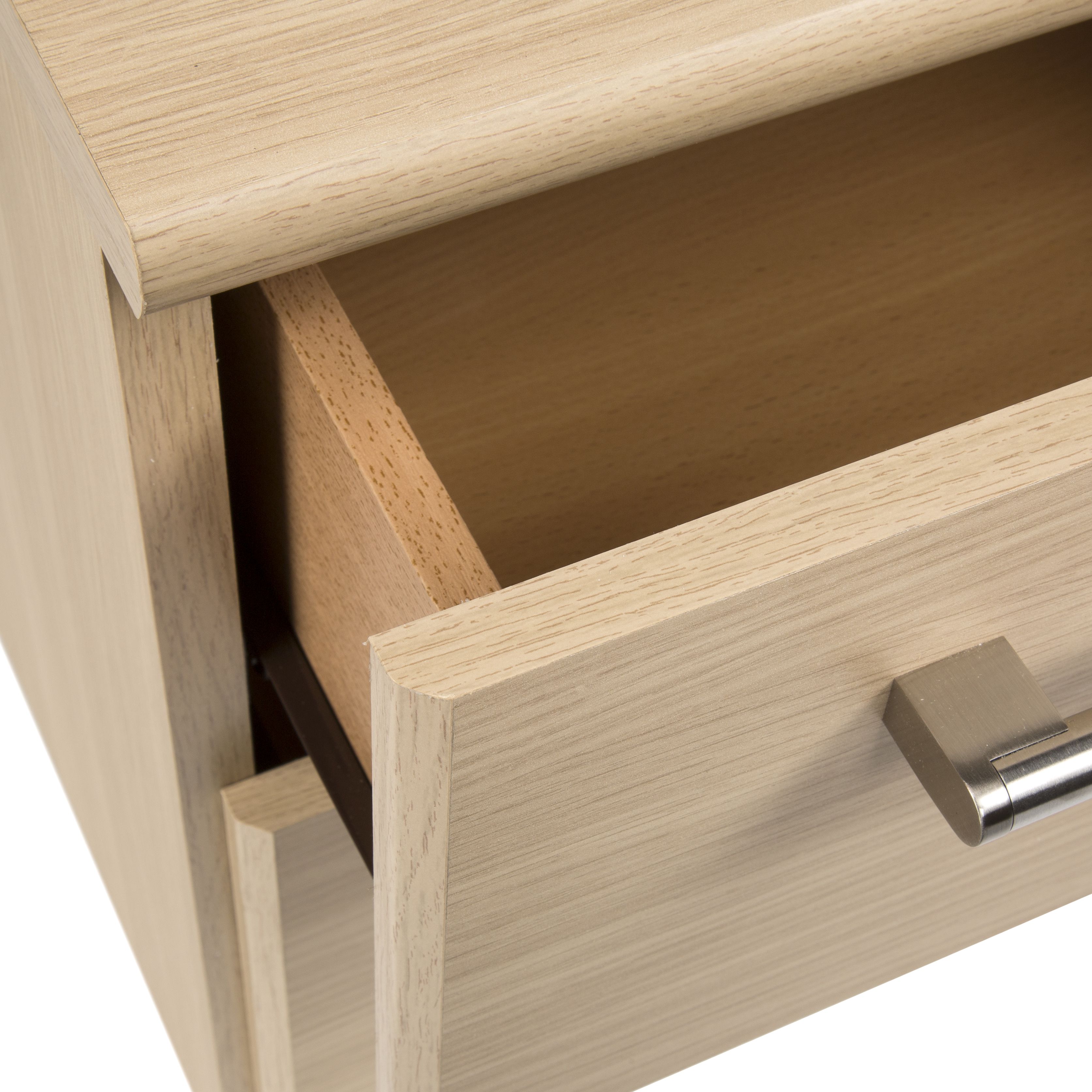 Elsey Matt oak effect 2 Drawer Bedside chest (H)444mm (W)386mm (D)375mm