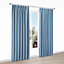 Elva Blue Plain Blackout Pencil pleat Curtains (W)167cm (L)183cm, Pair