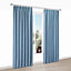 Elva Blue Plain Blackout Pencil pleat Curtains (W)167cm (L)228cm, Pair
