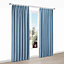 Elva Blue Plain Blackout Pencil pleat Curtains (W)228cm (L)228cm, Pair