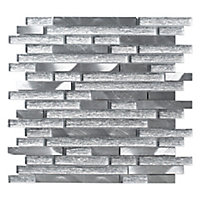 Elysee ice Brushed Glass & metal Mosaic tile, (L)298mm (W)328mm