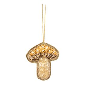 Embroidered effect Mushroom Glass Hanging ornament