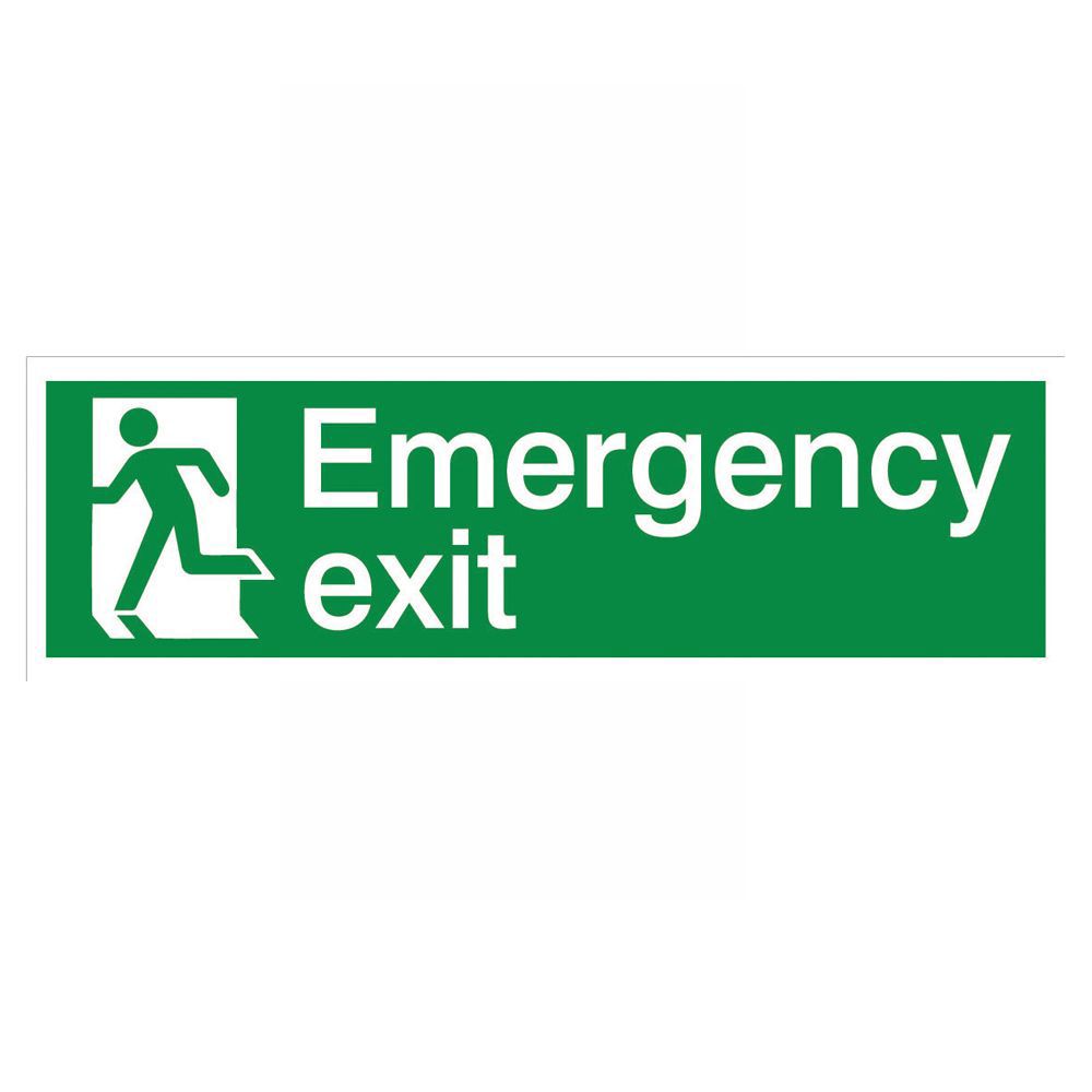 Emergency exit Self-adhesive labels, (H)125mm (W)400mm