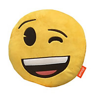 Emoji Winking face Cushion, Yellow