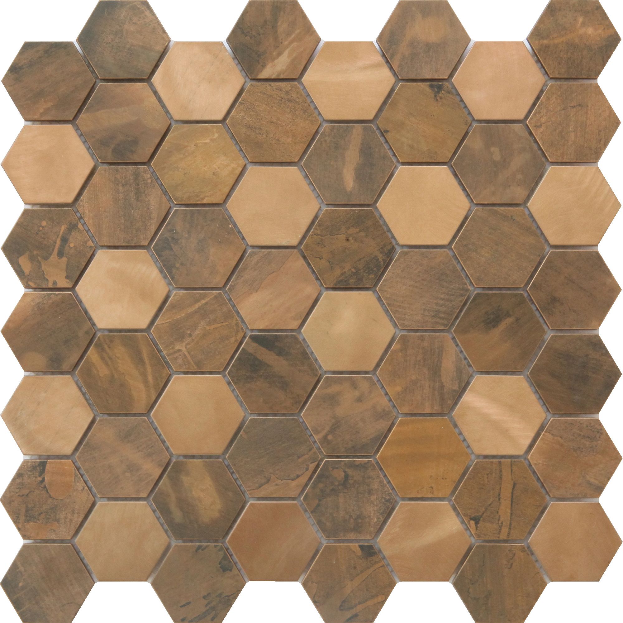 Enaide Copper Gloss & matt Metal effect Stainless steel Mosaic tile sheet, (L)296mm (W)299mm