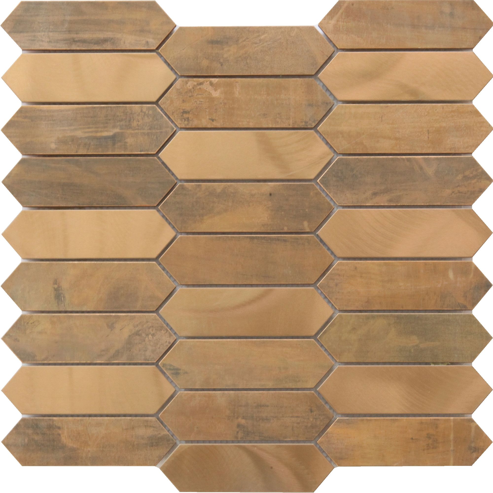 Enaide Gloss & matt Copper & stainless steel Mosaic tile sheet, (L)330mm (W)282mm