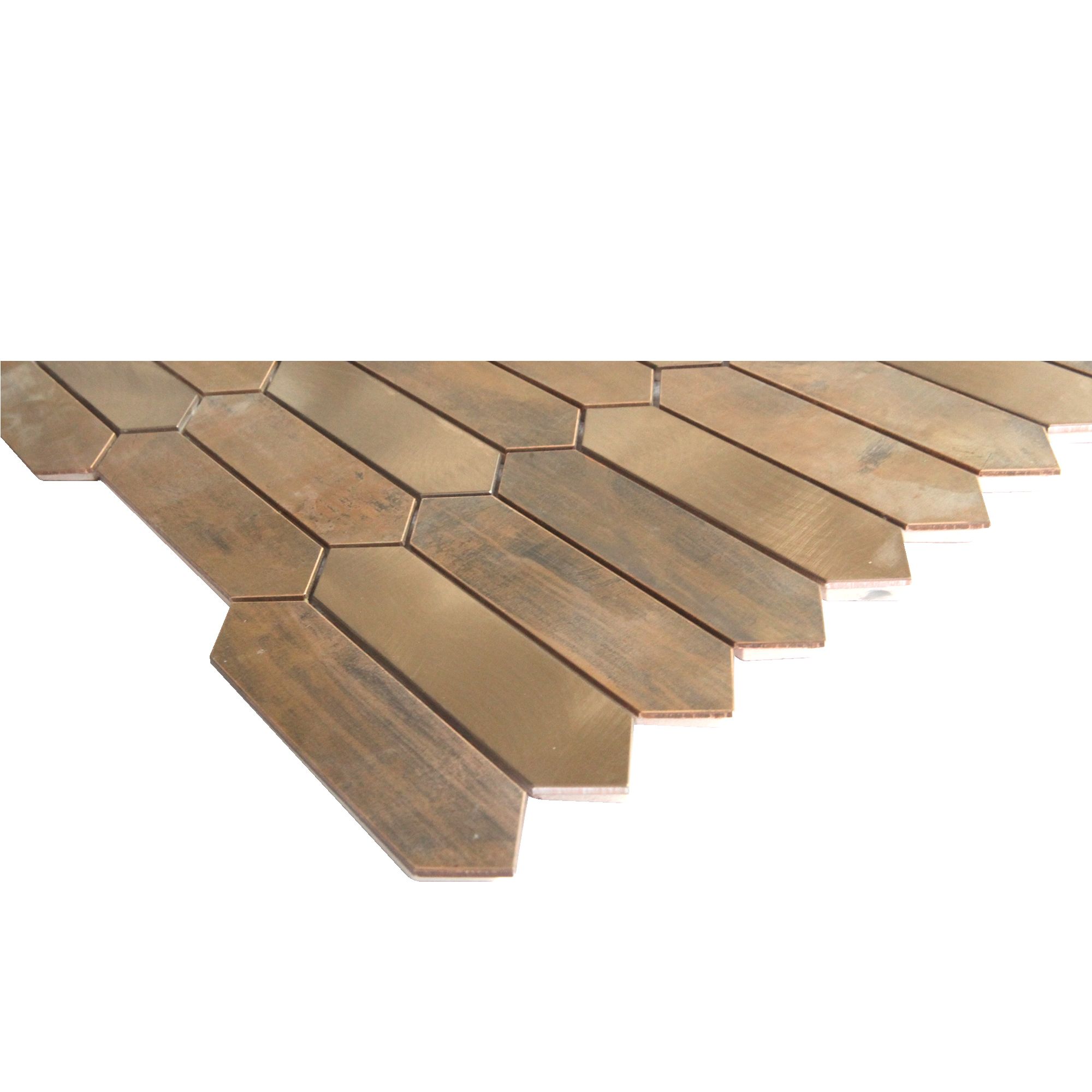 Enaide Gloss & matt Copper & stainless steel Mosaic tile sheet, (L)330mm (W)282mm