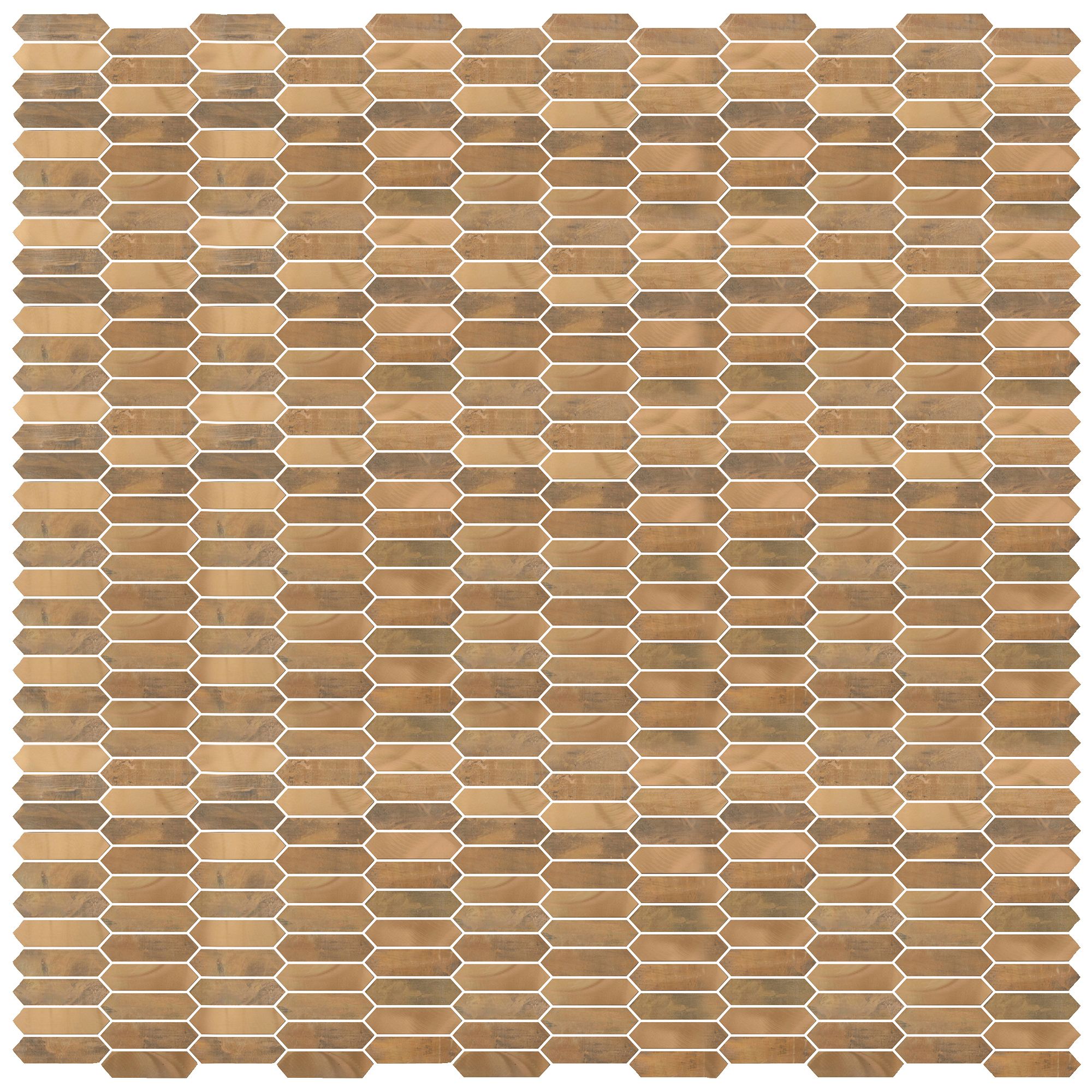 Enaide Gloss & matt Copper & stainless steel Mosaic tile sheet, (L)330mm (W)282mm