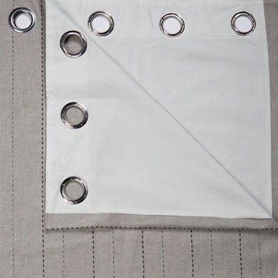 Enara Brown Pinstripe Lined Eyelet Curtains (W)117cm (L)137cm, Pair