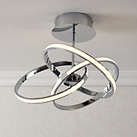 Endor Acrylic, aluminium & metal Chrome effect 3 Lamp LED Ceiling light