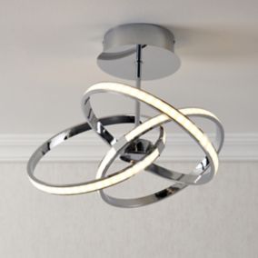 Endor Acrylic, aluminium & metal Chrome effect 3 Lamp LED Ceiling light