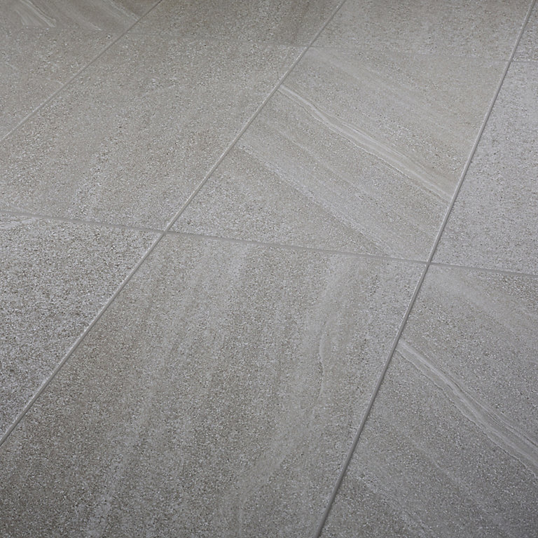 English Greige Satin Stone Effect, Greige Floor Tile Bathroom