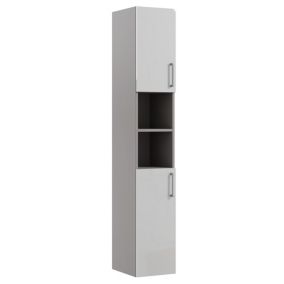 Ennis Gloss Light grey Double Wall-mounted Bathroom Cabinet (H)180cm (W)29.5cm