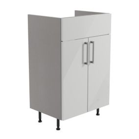 Ennis Gloss Light grey Modern Double Freestanding Bathroom Vanity Cabinet (W)495mm (H)820mm
