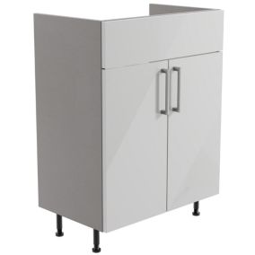 Ennis Gloss Light grey Modern Double Freestanding Bathroom Vanity Cabinet (W)595mm (H)820mm