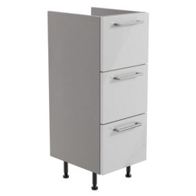 Ennis Gloss Light grey Modern Freestanding 3 drawer Base unit (W)295mm (H)820mm
