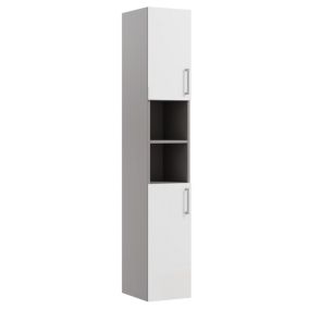 Ennis Gloss White Double Wall-mounted Bathroom Cabinet (H)180cm (W)29.5cm